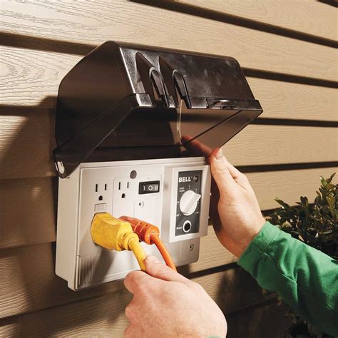 how to install outdoor electrical outlet box|adding electrical outlet outside wall.